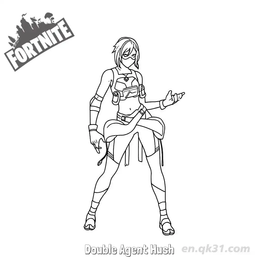 免费 双面特工静默 02简笔画 素描 涂鸦 - 免费可打印堡垒之夜 下载PDF 简笔画涂色页